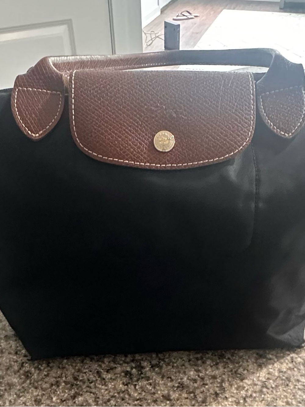 Longchamp Pliage handbag black nylon Size M